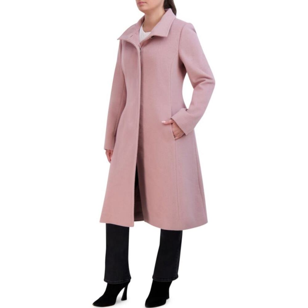NWOT Cole Haan Women's Minimal Wool Blend Car Coat US 2 Light Gray Long Winter - Picture 3 of 13
